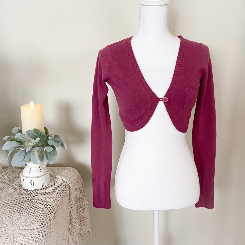 H&M Crop Purple Pink Long Sleeves Layering Top / Jacket
